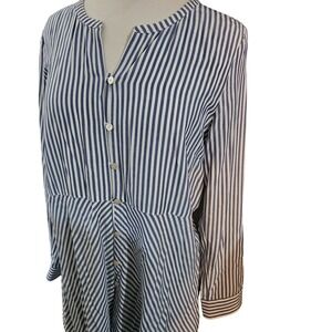 J Jill‎ Tunic Blouse Blue White Striped Women's Size S